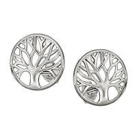 CLEVER SCHMUCK Silberne Lebensbaum Ohrringe als Ohrstecker Baum des Lebens Ø 9 mm schlicht glänzend 925 STERLING SILBER im Etui weiß