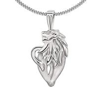 CLEVER SCHMUCK Silberner Damen Herren Anhänger Löwe stilisiert 22 x 15 mm Voderansicht Löwenkopf & Kette Panzer 45 cm 925 Sterling Silber im Schmucketui