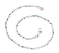 CLEVER SCHMUCK Silbernes Damen Fußkettchen 25,5 cm Singapur mit Einhänger Herz Zirkonia rosa Sterling Silber 925 im Etui rosa
