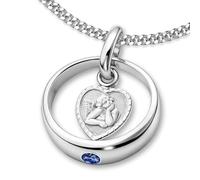 CLEVER SCHMUCK Taufkette mit Taufring Stein safirblau und Schutzengel herzförmig Kette Panzer 36 cm 925 Sterling Silber Kinder Taufgeschenk