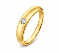 CLEVER SCHMUCK Taufring Gold für Kinder schlicht mit Zirkonia weiß und glänzend 333 GOLD 8 KARAT im Etui creme