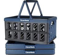 CleverMade Faltbarer Einkaufskorb, Ozean, 3 Stück, 24 l, Wiederverwendbare Kunststoff-Einkaufskörbe, hält 11,3 kg pro Korb, kleine Faltbare Aufbewahrungskisten mit Griffen