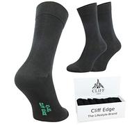Cliff Edge 14 Paar seidig weiche Socken atmungsaktiv mit Premium Geschenkbox Business Herrensocken und Damen (14x 43-46 schwarz)