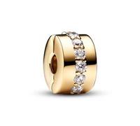 PANDORA Clip-Charm 761972C01 – Moments Anhänger Sterling Silber 14K vergoldet mit Zirkonia