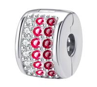 Clip Stopper Charm 925 Sterling Silber Stopper Charm Clip Charm Spacer Charm für Pandora Bettelarmband (rot)
