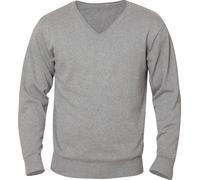 Clique Aston - Baumwoll-Strickpullover mit V-Ausschnitt - Grey Melange / S