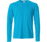 Clique - Langarm-T-Shirt für Herren, Basic-T L/S, aus Jersey-Baumwolle, elastischer Kragen, Schweißband, Slim-Fit-Passform, türkis, L