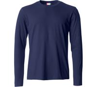 Clique - Langarm-T-Shirt für Herren, Basic-T L/S, aus Jersey-Baumwolle, elastischer Kragen, Schweißband, Slim-Fit-Passform, Navyblue, 4XL