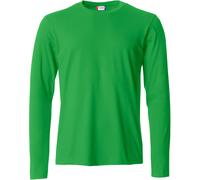 Clique - Langarmshirt für Herren, Basic-T L/S, aus Jersey-Baumwolle, elastischer Kragen, Schweißband, Slim-Fit (Säuregrün, XXL), Säuregrün.