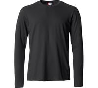 Clique - Langarm-T-Shirt für Herren, Basic-T L/S, aus Jersey-Baumwolle, elastischer Kragen, Schweißband, Slim-Fit-Passform, Schwarz , XXXL