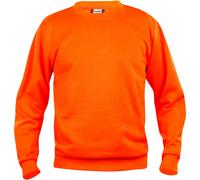 CLIQUE - Sweatshirt mit Rundhalsausschnitt Langarm Herren Damen Unisex Basic Roundneck, Polyester, elastische Rippen, waschbeständiger Stoff, Orange Hv, M
