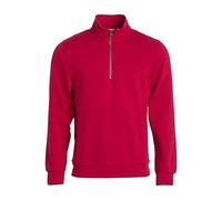 CLIQUE - Sweatshirt mit halbem Reißverschluss Herren Damen Unisex Basic Half Zip, Polyester, weich, waschbeständig, für Trekking, Wandern, Reisen, Freizeit, rot, L