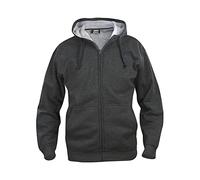 Clique Herren Basic Full-Zip Kapuzenpullover blickdicht Anthrazit Melange XXL