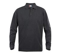 Clique, Herren Poloshirt, langärmelig S bis 5 XL, Grau Gr. XL, Anthracite Melange