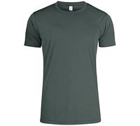 CLIQUE - Herren T-Shirt Rundhalsausschnitt Basic Active-T, Mikrofaser, Schweißband, Seitennähte, Slim-Fit Passform, Grau, XXL