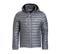 CLIQUE - Hudson Herren Daunenjacke aus Polyester, weich, ultraleicht, abnehmbare Kapuze, Herbst, Winter, für Trekking, Wandern, Reisen, Berge, grau, L