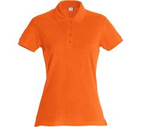 CLIQUE - Poloshirt Halbarm Damen Basic Polo Ladies Slim Fit mit Knopfleiste aus Baumwolle Frühjahr/Sommer in verschiedenen Farben und Größen, Orange, Medium