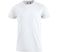 CLIQUE - Herren Premium-T T-Shirt mit Rundhalsausschnitt, aus Baumwolle Jersey, Schweißband, elastischer Kragen, Slim-Fit, Weiß, Medium