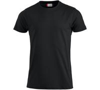 Clique - T-Shirt mit Rundhalsausschnitt für Herren, Premium-T, aus Baumwolljersey, Schweißband, elastischer Kragen, Slim-Fit-Passform, Schwarz , Large