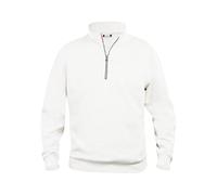 CLIQUE - Sweatshirt mit halbem Reißverschluss Herren Damen Unisex Basic Half Zip, Polyester, weich, waschbeständig, für Trekking, Wandern, Reisen, Freizeit, Weiß, S