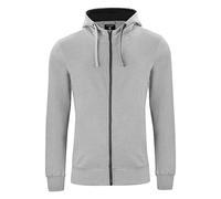 Clique - Sweatshirt mit Reißverschluss und Kapuze für Herren, Classic Hoody Full Zip, aus Baumwolle, elastische Rippen, Außentaschen, für Trekking, Wandern, Reisen, Freizeit, Grau, XL