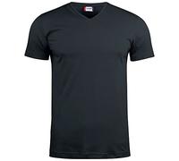 Clique T-Shirt Basic 99 – V-Ausschnitt, Baumwolljersey, Slim-Fit – Schwarz M