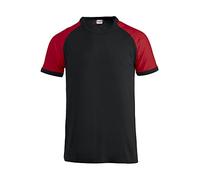 CLIQUE T-Shirt zweifarbig, halbe Ärmel, für Herren und Damen, Unisex, Raglan-T, aus Baumwolle, Jersey, Ärmel mit Kontrastkragen, schmale Passform, schwarz / rot, 56