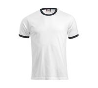 Clique - Zweifarbiges T-Shirt für Herren und Damen, Unisex, Name, aus Baumwolljersey, kontrastierender Kragenärmel, Slim-Fit-Passform, weiß / schwarz, S
