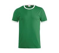 Clique - Zweifarbiges T-Shirt für Herren und Damen, Unisex, Name, aus Baumwolljersey, kontrastierender Kragenärmel, Slim-Fit-Passform, Grüne Flagge/Weiß, L