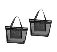 CLISPEED 2 Stück Große Teilige Mesh Strandtasche Strapazierfähige Umhängetasche für Camper und für Kosmetik Toilettenartikel und Freizeitaktivitäten