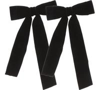 CLISPEED 2 Stück Schwarze Samt Haarspangen mit Schleife aus Metall Einfach zu Klemmen Modischer Haarschmuck für Damen Partys und Weihnachten