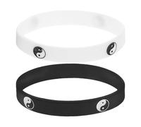 CLISPEED 2 Stück Yin Yang Gummiarmbänder in Einheitsgröße Schwarz Weiß Silikonarmband mit Chinesischem Tai Chi Design Unisex Energiearmband für Freizeit und Yoga