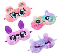 CLISPEED 4stücke Schlafmaske Aus Plüsch Mit Farbverlauf Cartoon-augenmaske Schlaf-augenklappe Augenschutz Reise-augenschutz Multifunktions-augenmaske Schlafdecke Für Nickerchen Weicher Schl