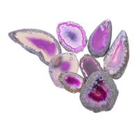 CLISPEED 8 Stück Bunte Polierte Achat Scheiben mit Loch Kleine Natürliche Edelstein Anhänger 20X50mm für Damen Selbstgemacht Halsketten und Schmuckgestaltung