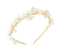 CLISPEED Elegantes Brautkopfschmuck Haarband mit Acryl Perlen und Metallblumen Stilvoller Haarschmuck für Damen Geeignet als Foto Requisite und Festival Accessoire