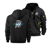 CLMETHE 1/4 Zip Herren Hoodies Sweatshirt Pullover für MV Agusta Übergröße Hoody Casual Tops Sport Arbeitsmantel Sportbekleidung mit Taschen,Black-L