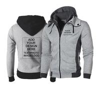 CLMETHE Benutzerdefinierte Logo Name Hoodies Herren Arbeitskleidung Personalisierte Full Zip Up Jacken DIY Angepasst Bilder Text Hoody Pullover Sweatshirt Tops Mantel,Grey-x_l