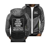 CLMETHE Benutzerdefinierte Team-Jacken Herren Hoodie DIY Angepasst Logo Text Foto Tops Arbeitskleidung Personalisierte Sweatshirt Volle Reißverschluss Mäntel Outdoor Kleidung,C-XXL