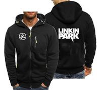 CLMETHE Herren-Pullover mit durchgehendem Reißverschluss für Linkin Park, Sweatshirts, Freizeitjacken, Übergröße, Kapuzenpullover, Sportbekleidung, Oberbekleidung mit Taschen,A-3XL