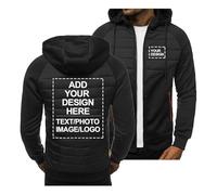 CLMETHE Personalisierte Herren Kapuzenjacken Personalisiertes Pullover Sweatshirt Full Zip Up Team Tops Arbeitskleidung Personalisierter Text Fotomantel Geschenk Sportbekleidung,A-XL