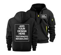 CLMETHE Pullover individuellem Logo Arbeitskleidung 1/4-Reißverschluss Herren-Hoodies personalisierter Text Bilder Pullover Sweatshirt Übergröße Trainingsanzüge Outdoor-Freizeitmantel,A-M