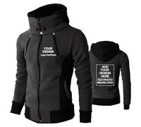 CLMETHE Sport Custom Hoodie Männer Full Zip Jacken Entwerfen Sie Ihr Eigenes Personalisiertes Logo Foto Text Workwear Sweatshirt Mit Kapuze Pullover Frühling Herbst Mantel,Dark Gray-l