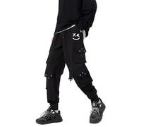 CLOAKA Cargohose Herren Jogginghose Cargo Hosen Baggy Lang Trousers Men Stretch Hose Cargohosen Breite Dehnbare Weite Slim Fit Joggpants schwarz Schwarze S