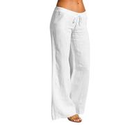 CLOAKA Leinenhose Damen Baumwolle Sommer Weite Bein Stoffhose mit Taschen