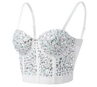 Clode Rhinestone Camisole Women Summer Solid Color Spaghetti Strap Blouse Slim Fit Corset Top Sleeveless Going Out Vest Tops Mothers Day Easter Gifts A-213