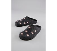 Clog ANISTON SHOES, Damen, Gr. 39, schwarz (schwarz, rosa), Textil, Schuhe Clog, Hausschuh, Homeslipper mit Herzchen-Stickerei - NEUE KOLLEKTION (13524948-39) schwarz, rosa