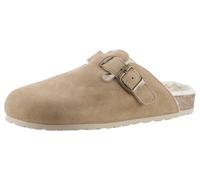 Clog ANISTON SHOES "Esc", Damen, Gr. 36, beige, Veloursleder, unifarben, Schuhe Clog, Hausschuh, Schlappen, Homeslipper mit Warmfutter (86824927-36) beige