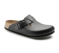 Birkenstock Boston Super Grip aus Naturleder - Herren und Damen Clogs Berufsschuh - Rutschhemmende Gummi-Eva-Sohle nach EN ISO 20347 - Anatomisch geformtes Kork-Latex-Fußbett - Schwarz - Schmal - 36
