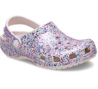 Clog CROCS "Classic Fleece Lined Clog K", Mädchen, Gr. 37, bunt (cocoa cream), Croslite™, kontrastfarbene Details, Schuhe Clog, Schlupfschuh, Hausschuh mit schwenkbarem Fersenriemen, Glitter-Optik (96