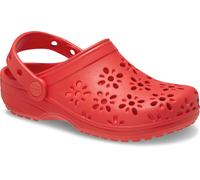 Clog CROCS "Classic Floral Cut Out Clog", Kinder, Gr. 30, rot, Croslite™, geblümt, Schuhe Clog, Sandale mit schwenkbarem Fersenriemen (25760959-30) rot